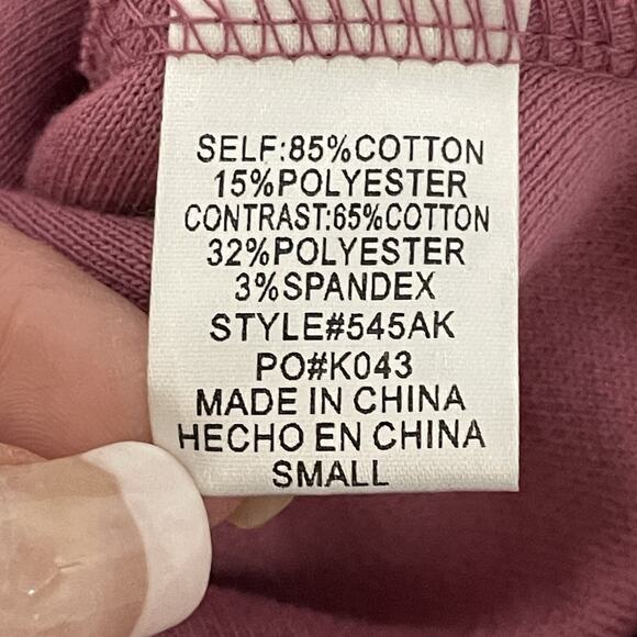 Aemi + Co DOVE HOODED PULLOVER Women’s Size S Rose Pink Mixed Media Half Snap - Picture 10 of 12